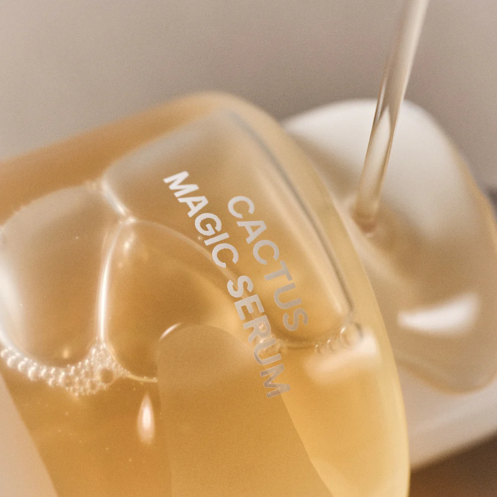 Whamisa Cactus magic serum bottle with liquid flowing in | Available at budcosmetics.com